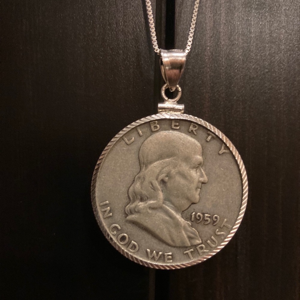 Ben Franklin Silver Half Dollar Necklace